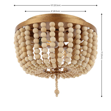 Allison 15" Wood Beaded/Metal LED Flush Mount